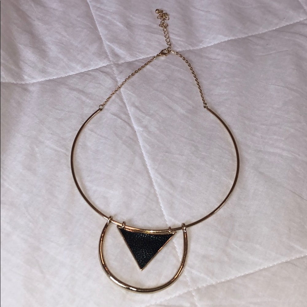 ZAD gold and black faux leather triangle chocker